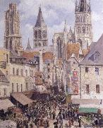 Camille Pissarro Rue de L-Epicerie,Rouen painting